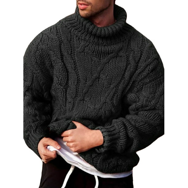 New Men's Turtleneck Sweater Warm High Collar Knit Tops Pullover Jumper Knitwear